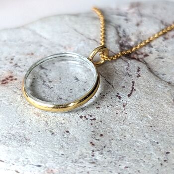 'The Circle' Clear Quartz April Birthstone Necklace, Gold Plated, 5 of 7