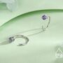 Lilac Amethyst Purple Crystal Huggie Hoop Threader Earrings In Sterling Silver, thumbnail 1 of 11