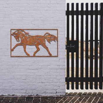 Rusted Metal Horse Sculpture Equestrian Art Decor, 8 of 11