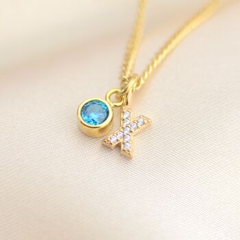 Gold Sparkle Kiss Birthstone Necklace, 4 of 8