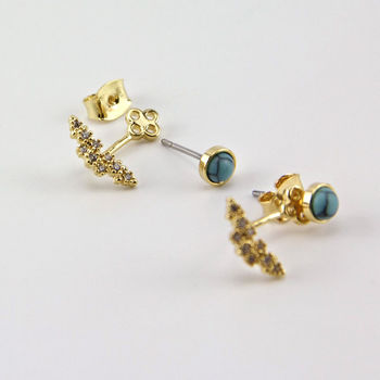 Two Way Turquoise And Crystal Wing Earrings, 4 of 9