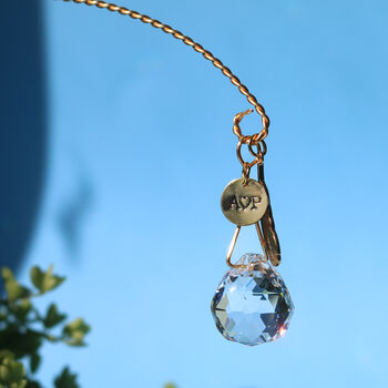 Crystal Drop Plant Hanger With Gold Feather Charm, 2 of 8