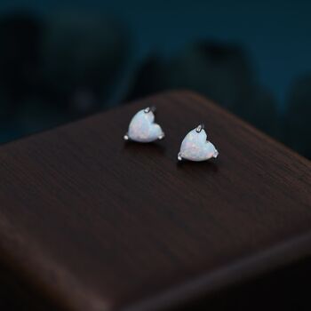 Sterling Silver White Opal Stud Earrings, 6 of 12