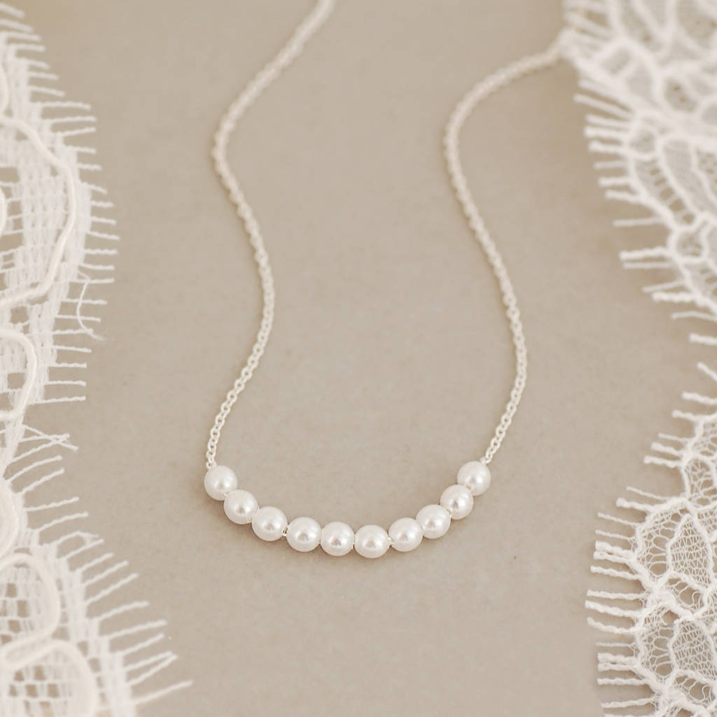 Delicate Sterling Silver Pearl Cluster Necklace, 1 of 2