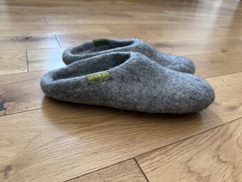 Light Grey 100% Wool Indoor Slippers Made In Nepal, 5 of 7