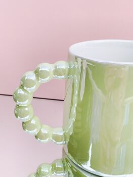 Glazed Pearl Ceramic Mug Green, 2 of 4