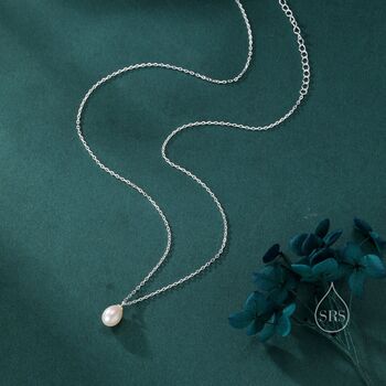 Natural Tiny Droplet Pearl Necklace, 2 of 10