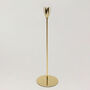 G Decor Verro Set Of Three Modern Gold Stainless Steel Candle Holders Sleek Weighted Dinner Candlesticks, thumbnail 5 of 5