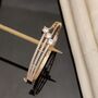 Brass Three Layer Zircon Luxury Wrist Bangle Bracelet, thumbnail 2 of 3