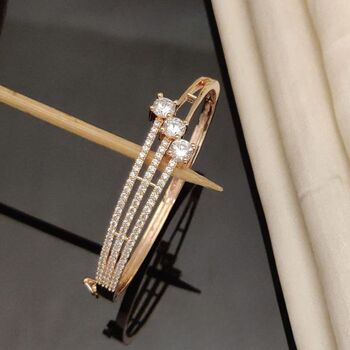 Brass Three Layer Zircon Luxury Wrist Bangle Bracelet, 2 of 3