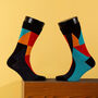 Cotton Socks Blue And Red Geometric, thumbnail 2 of 4
