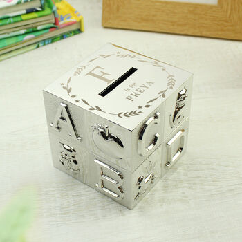 Personalised New Baby Initial Money Box, 2 of 5