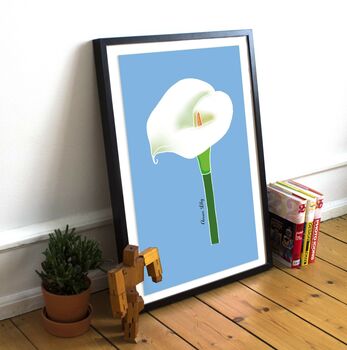 Arum Lily Print On Blue, 3 of 7