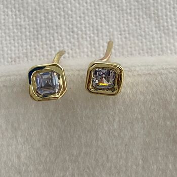 Cushion Cut Diamond Earrings On Sterling Silver, 2 of 6