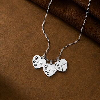 Personalised Engraved Name Necklace Dog Paw Print Design, 5 of 12