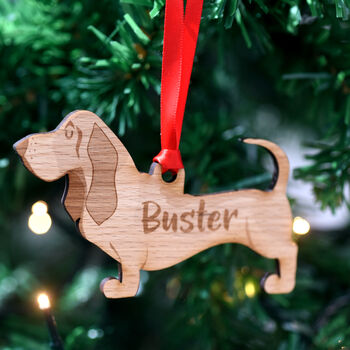 Basset Hound Personalised Dog Wooden Decoration, 3 of 6