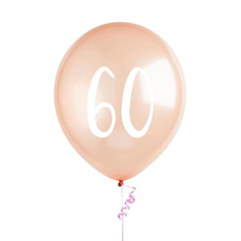 Five Rose Gold 60 Party Balloons, 2 of 2
