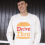 Drive Thru Men’s Slogan Sweatshirt With Burger Graphic, thumbnail 2 of 4