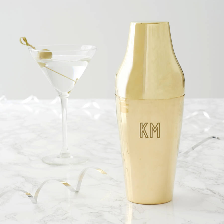Personalised Initials Brass Cocktail Shaker, 1 of 4