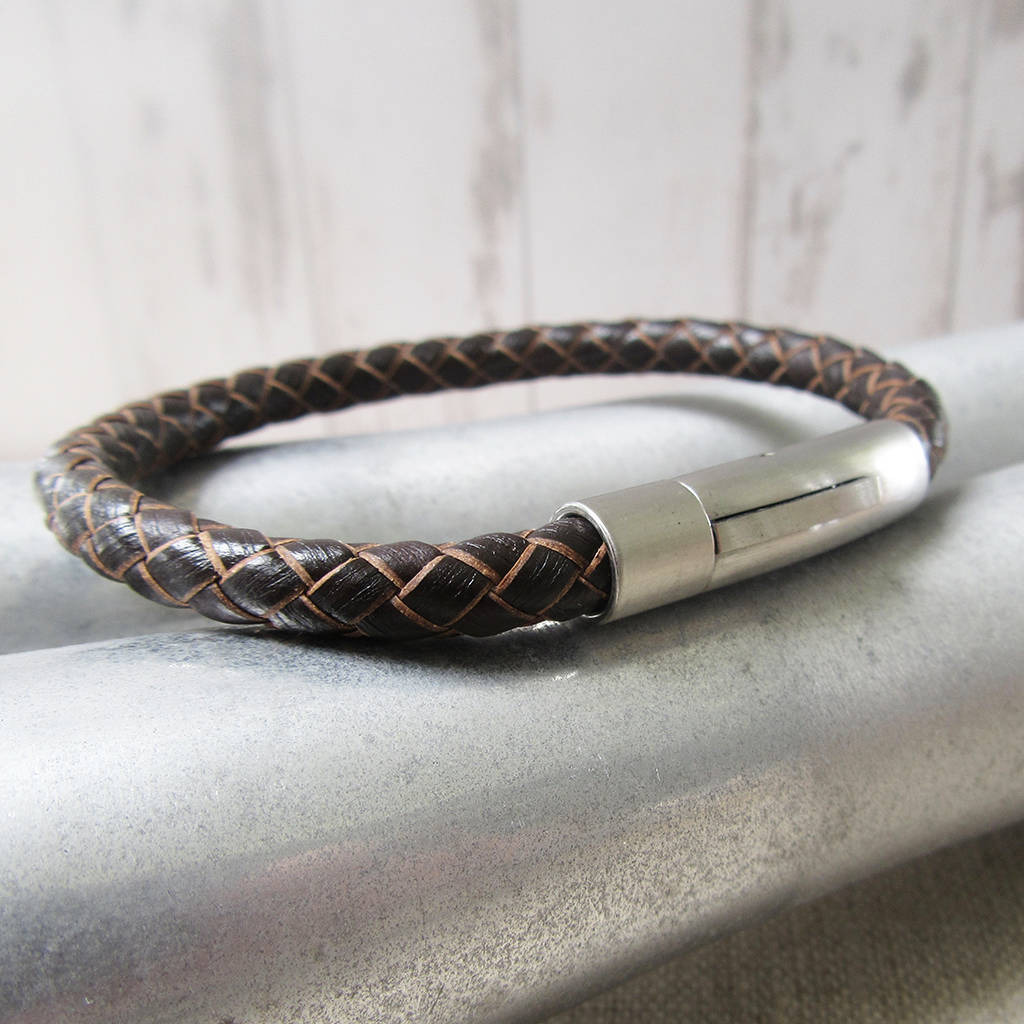 Mens Brown Leather Bracelet By Zamsoe | notonthehighstreet.com