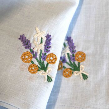 Birthday Flower Cotton Linen Napkins Gift, 4 of 4