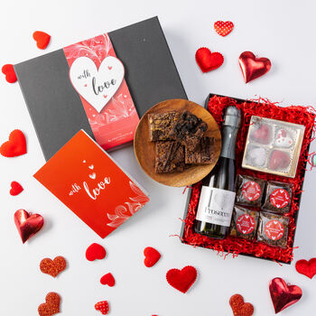 'With Love' Chocolates, Brownies And Prosecco Gift Box, 2 of 2