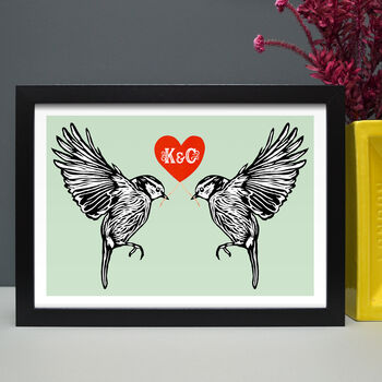 Personalised Lovebirds Gift Print, 3 of 7