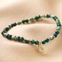 Green Semi Precious Bracelet With Gold Plated Sun Charm, thumbnail 1 of 9