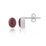 Garnet And Sterling Silver Oval Stud Earrings, thumbnail 3 of 7