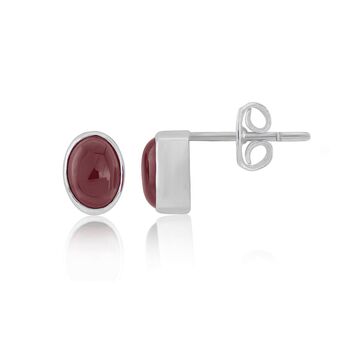 Garnet And Sterling Silver Oval Stud Earrings, 3 of 7