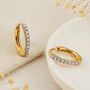 Solid 9ct Yellow Gold Diamond Huggie Hoop Earrings, thumbnail 1 of 6