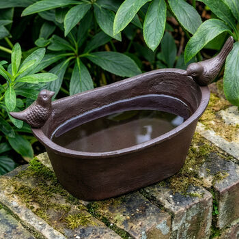 Cast Iron Roll Top Tub Bird Bath, 2 of 8