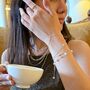 Sterling Silver Beaded Chain Bracelet Ring, thumbnail 4 of 5