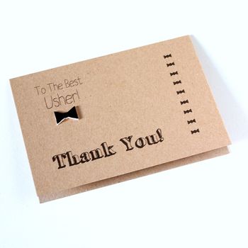 Personalised 'Thank You' Usher Bow Tie Wedding Day Card, 5 of 6