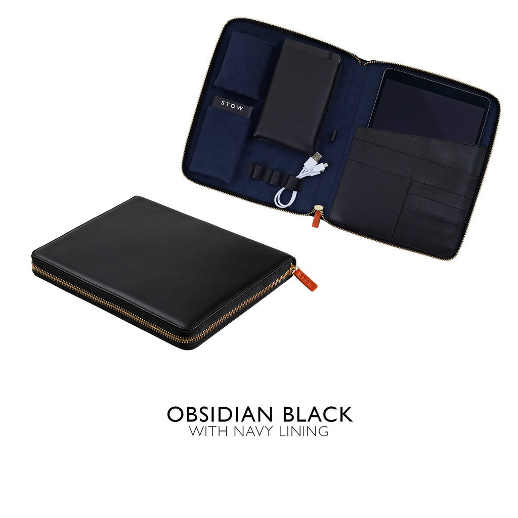 personalised leather tech and tablet case for him by stow