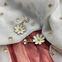 White Daisy Sunflower Zircon Stud Drop Earrings, thumbnail 6 of 9
