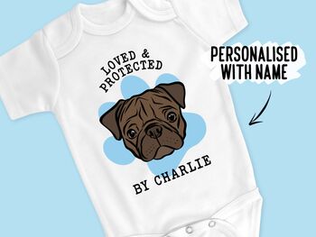 Personalised Pug Baby Onesie, 2 of 6