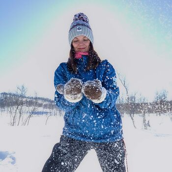 Arctic Fairisle Knit Reflective Super Bobble Hat, 6 of 6