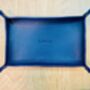 Personalised Rectangle Dark Blue Leather Desk Tray, thumbnail 2 of 12