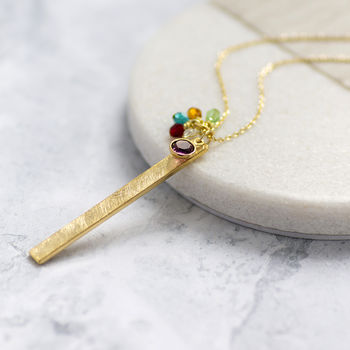 Long Length Family Birthstone Bar Charm Necklace, 2 of 12