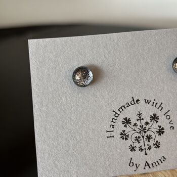 Silvery Blue Fused Glass Sterling Silver Stud Earrings, 2 of 9