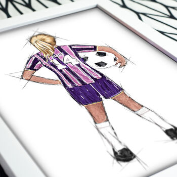Female Football Personalised Sketch Print, 3 of 7