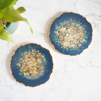 Iridescent Resin Coasters In Blue, 5 of 7
