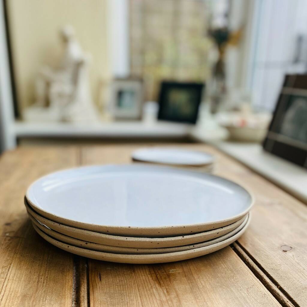 Handmade Stoneware Dinner Plate Cool White By Chilled Indigo Life Store