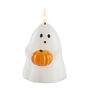 Halloween Ghost Holding Pumpkin Tru Glow Pillar Candle, thumbnail 2 of 3