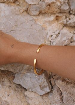 18 K Gold 5mm Cuff Bracelet Adjustable Steel Minimal Gift, 4 of 5