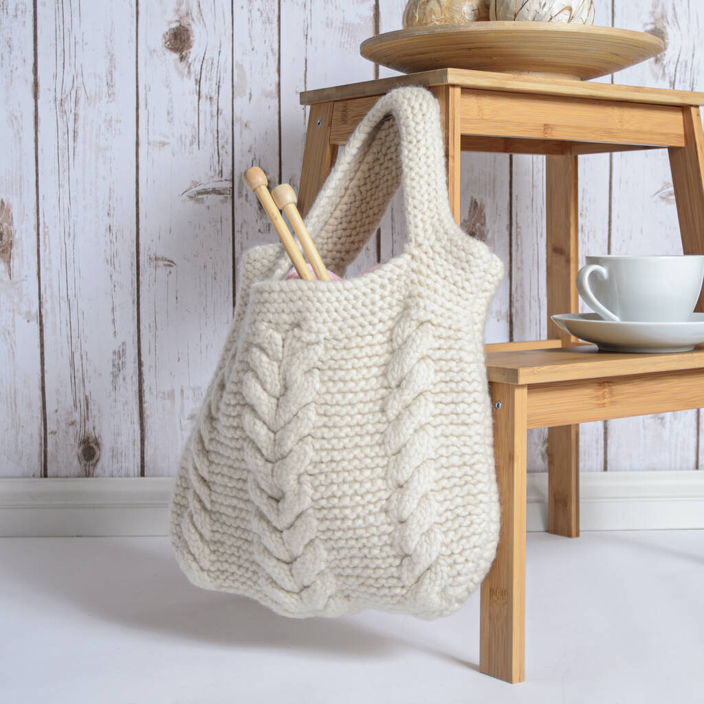 Cable Knit Bag Knitting Kit, 1 of 6