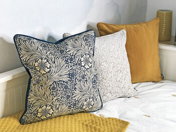 Blue Indigo Marigold William Morris 18' Cushion Cover, 3 of 4