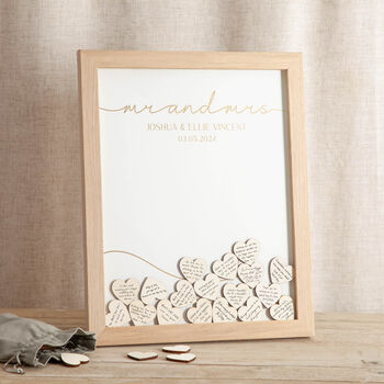 Minimal Script Foiled Wedding Drop Top Frame Guest Book, 4 of 6