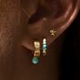 Sterling Silver Wide Huggie Earrings With Turquoise Dot, thumbnail 4 of 7